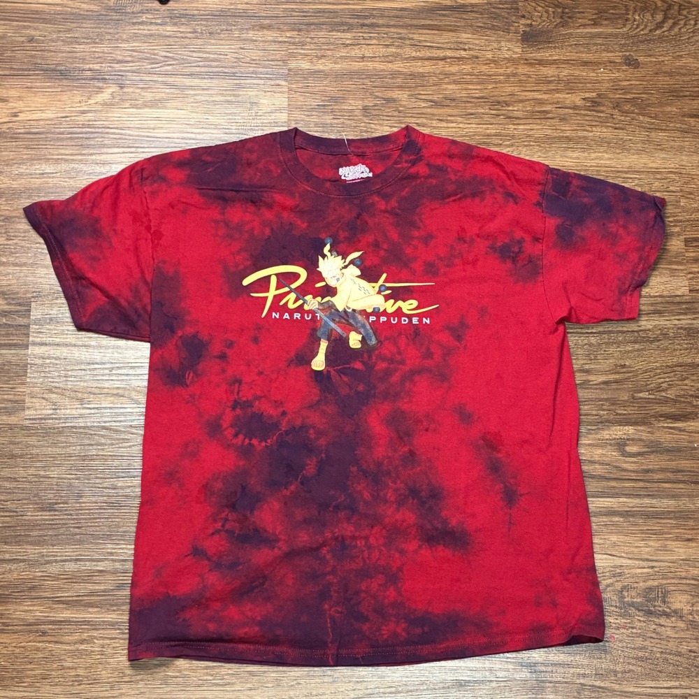 Primitive x Naruto Shippuden Six Paths Tie Dye T-Shirt Men's L Red Black Anime